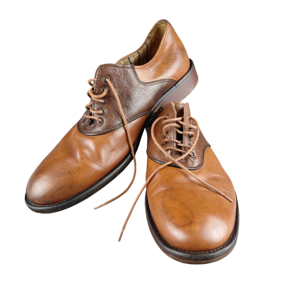 Johnston‎ & Murphy Mens 10M Brown Leather Saddle Oxford Shoes 20-8462 Two Tone